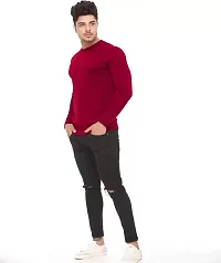 BS Fashion Men's Solid Slim Fit Full Sleeve T-Shirt Combo (Pack of 2) (Large, Black  Red)-thumb3