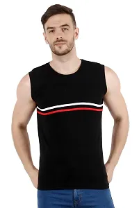 Men's Cotton Color Block Sleeveless T-Shirt Combo Pack 2 (Small, Red  Black)-thumb1