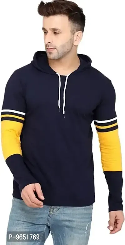 Classic Cotton Blend Solid Hoodie Sweatshirts for Men-thumb0