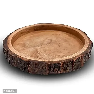 Beautiful Table Deacute;cor Round Shape Wooden Serving Tray/Platter for Home and Kitchen