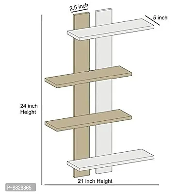 Classy Wooden Wall Shelf  (Number of Shelves - 4)-thumb2