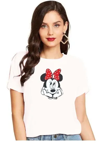 BerdNerd Women's Regular Trendy Silent Mickey Printed 100% Cotton T-Shirt for Women & Girls
