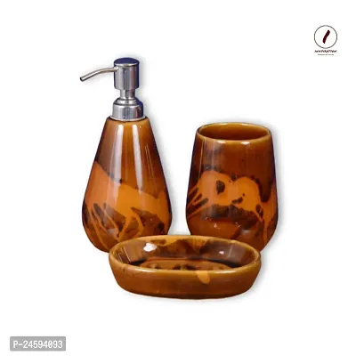 Beautiful Pottery Ceramic Soap Dispenser Set For Bathroom-thumb0