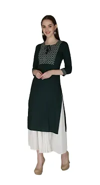 Shama Fashion Women Rayon Embroidery Straight Kurta Kurti Ethnic Set-thumb2