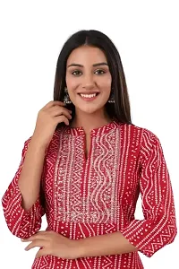 Shama Fashion Women Rayon Printed Embroidery Straight Kurta Kurti Ethnic Set Red L-thumb3