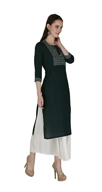 Shama Fashion Women Rayon Embroidery Straight Kurta Kurti Ethnic Set-thumb3