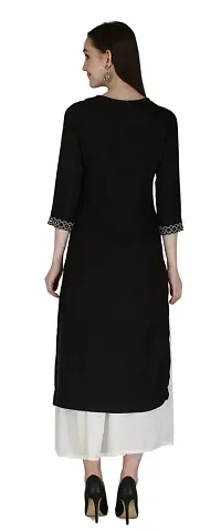 Shama Fashion Women Rayon Embroidery Straight Kurta Kurti Ethnic Set Black 5XL-thumb1