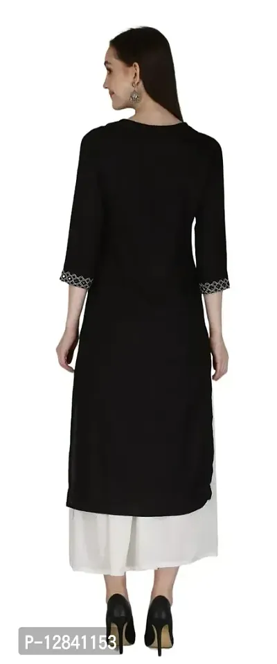 Shama Fashion Women Rayon Embroidery Straight Kurta Kurti Ethnic Set Black 5XL-thumb2