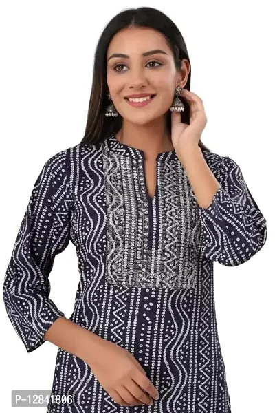 Shama Fashion Women Rayon Printed Embroidery Straight Kurta Kurti Ethnic Set Blue S-thumb4