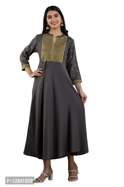 Shama Fashion Women Rayon Zari Embroidery Gown Kurta Kurti