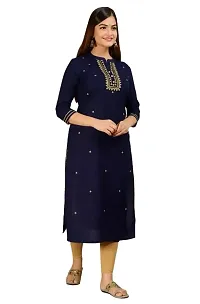 Shama Fashion Women Rayon Embroidery Straight Kurta Kurti Blue 4XL-thumb3