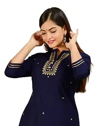 Shama Fashion Women Rayon Embroidery Straight Kurta Kurti Blue 4XL-thumb1