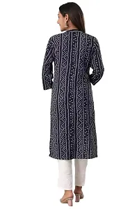 Shama Fashion Women Rayon Printed Embroidery Straight Kurta Kurti Ethnic Set Blue S-thumb1