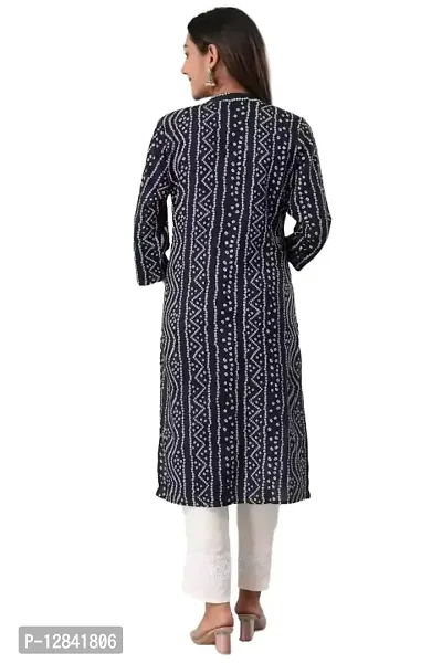 Shama Fashion Women Rayon Printed Embroidery Straight Kurta Kurti Ethnic Set Blue S-thumb2