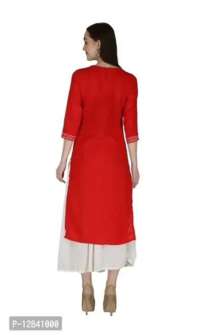 Shama Fashion Women Rayon Embroidery Straight Kurta Kurti Ethnic Set-thumb2