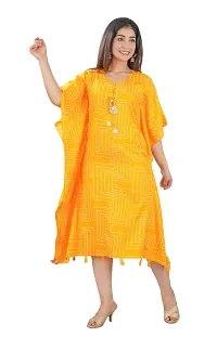 Shama Fashion Women Rayon Printed Kaftan Kurta Kurti Mustared 3XL-thumb2