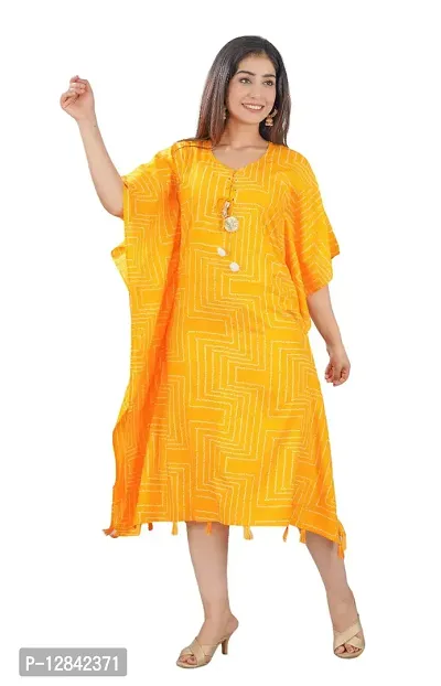 Shama Fashion Women Rayon Printed Kaftan Kurta Kurti Mustared 3XL-thumb3