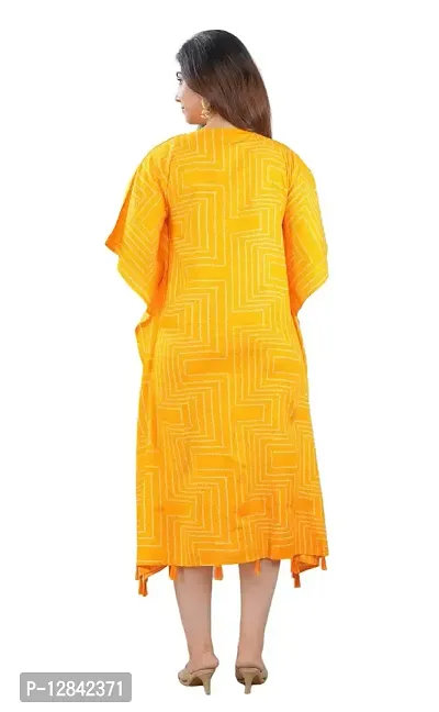 Shama Fashion Women Rayon Printed Kaftan Kurta Kurti Mustared 3XL-thumb2