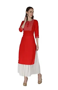 Shama Fashion Women Rayon Embroidery Straight Kurta Kurti Ethnic Set-thumb2