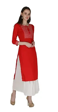 Shama Fashion Women Rayon Embroidery Straight Kurta Kurti Ethnic Set-thumb3