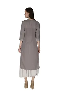 Shama Fashion Women Rayon Embroidery Straight Kurta Kurti Ethnic Set Grey S-thumb1