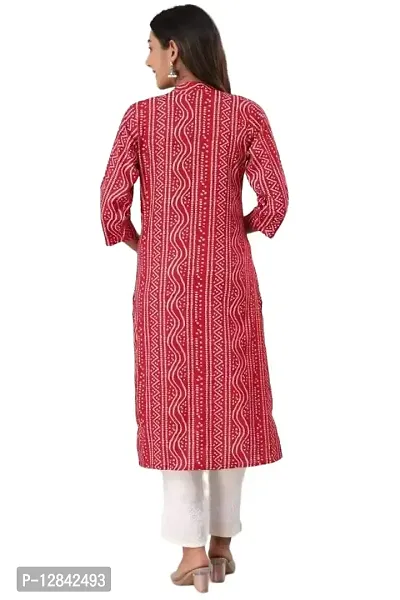 Shama Fashion Women Rayon Printed Embroidery Straight Kurta Kurti Ethnic Set Red L-thumb2