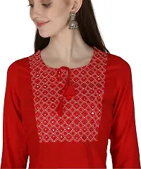 Shama Fashion Women Rayon Embroidery Straight Kurta Kurti Ethnic Set-thumb4