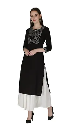 Shama Fashion Women Rayon Embroidery Straight Kurta Kurti Ethnic Set Black 5XL-thumb2