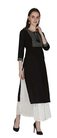 Shama Fashion Women Rayon Embroidery Straight Kurta Kurti Ethnic Set Black 5XL-thumb3