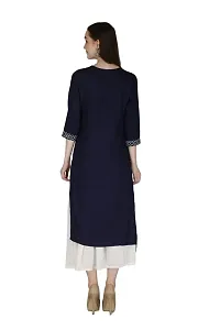 Shama Fashion Women Rayon Embroidery Straight Kurta Kurti Ethnic Set Blue M-thumb1