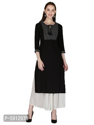 Women Embroidered Rayon Straight Kurta-thumb0