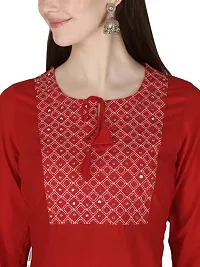 Women Embroidered Rayon Straight Kurta-thumb2