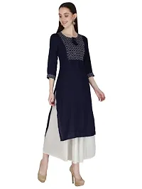 Women Embroidered Rayon Straight Kurta-thumb1