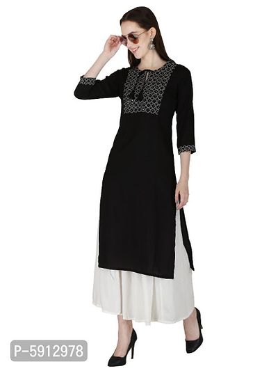 Women Embroidered Rayon Straight Kurta-thumb2