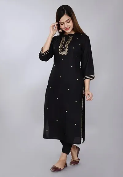 Rayon Embroidered Kurtas For Women