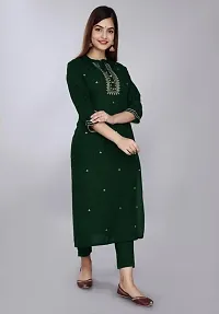 Green Rayon Embroidered Kurtas For Women-thumb1
