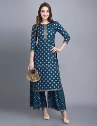 Latest Beautiful Rayon Printed Kurta Palazzo Set-thumb3