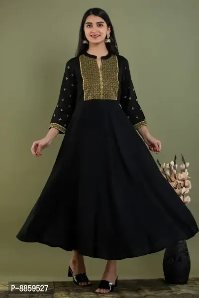 Women Rayon Zari Embroidery Gown Kurta