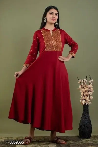 Women Rayon Zari Embroidery Gown Kurta