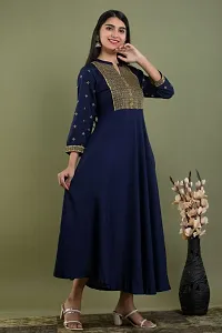 Women Rayon Zari Embroidery Gown Kurta-thumb3