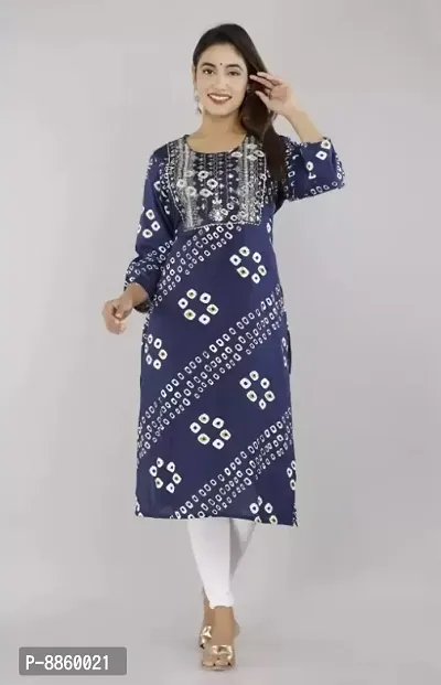 Women Rayon Printed Embroidery Straight Kurta-thumb0