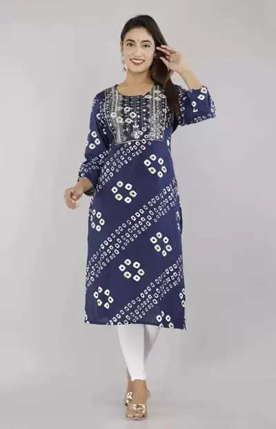 Women Rayon Embroidery Straight Kurta