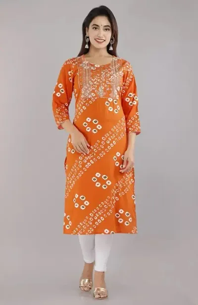 Women Rayon Embroidery Straight Kurta