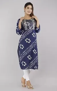 Women Rayon Printed Embroidery Straight Kurta-thumb1