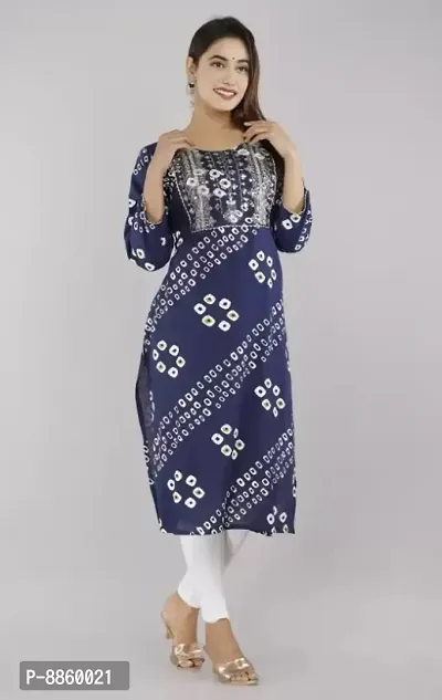 Women Rayon Printed Embroidery Straight Kurta-thumb2