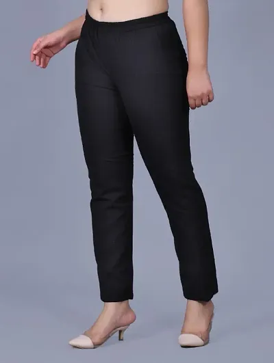 Cotton Flex Solid Pant For Women And Girls
