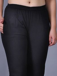 Contemporary Black Cotton Flex Solid Pant For Women And Girls-thumb1