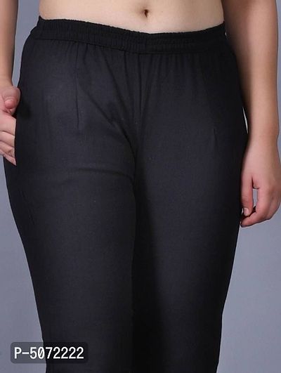 Contemporary Black Cotton Flex Solid Pant For Women And Girls-thumb2