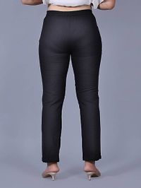 Contemporary Black Cotton Flex Solid Pant For Women And Girls-thumb3