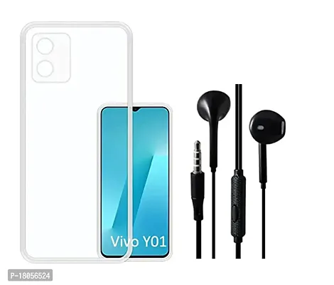 Ac Aditi Creations Plain Transparent Back Cover with Earphone Mobile for Vivo Y01